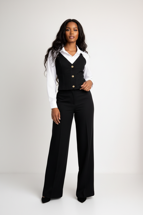 Mannequin métisse cheveux longs ensemble noir